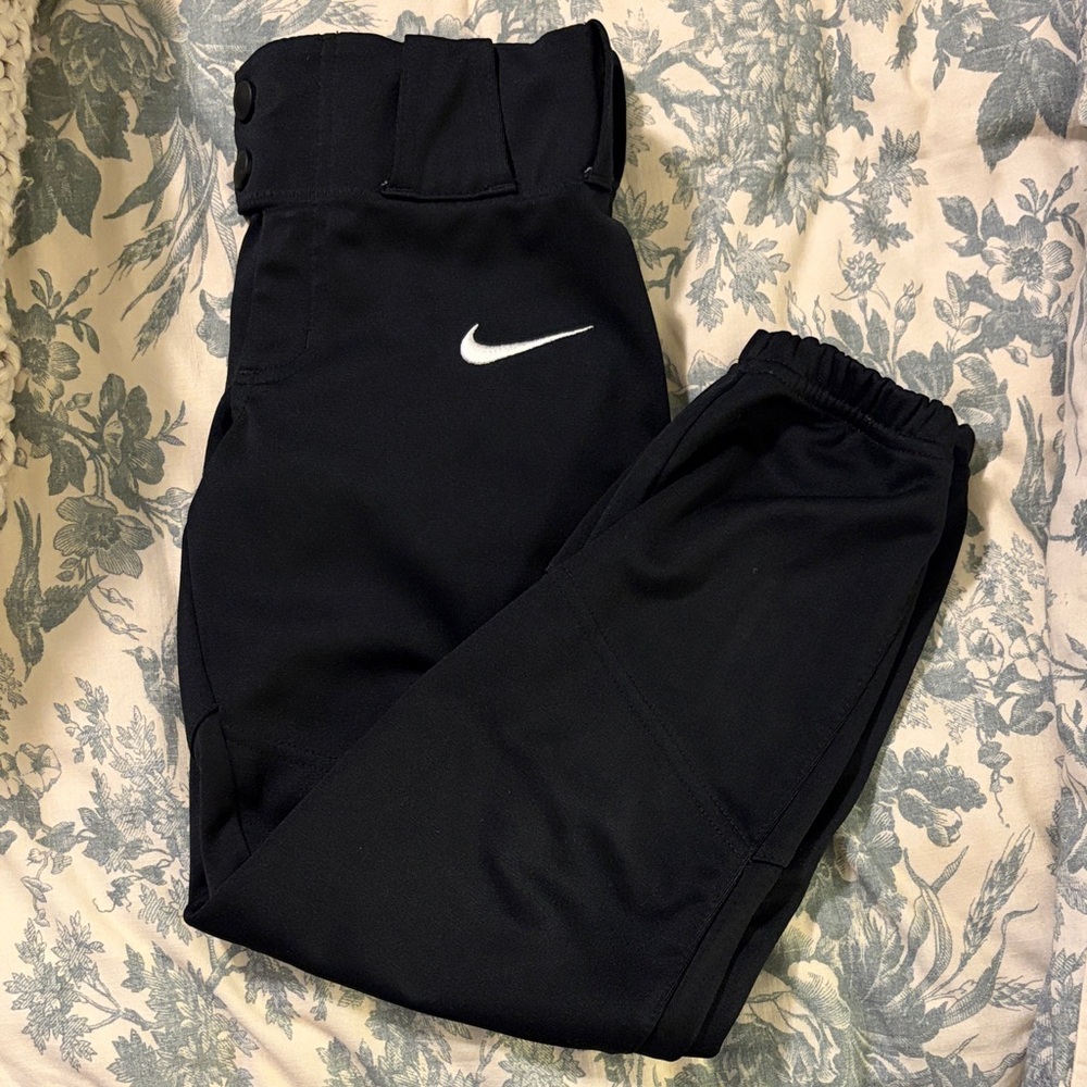 Nike Kids Black Baseball Pants with White Logo